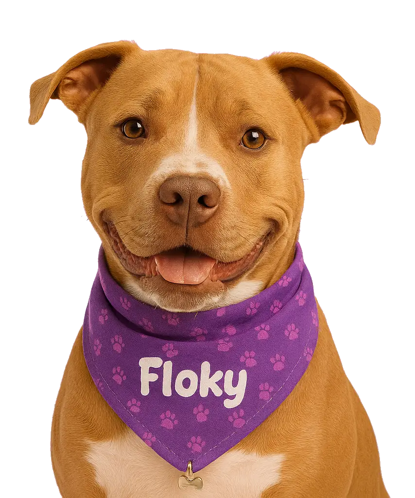 Perro feliz con pañoleta Floky